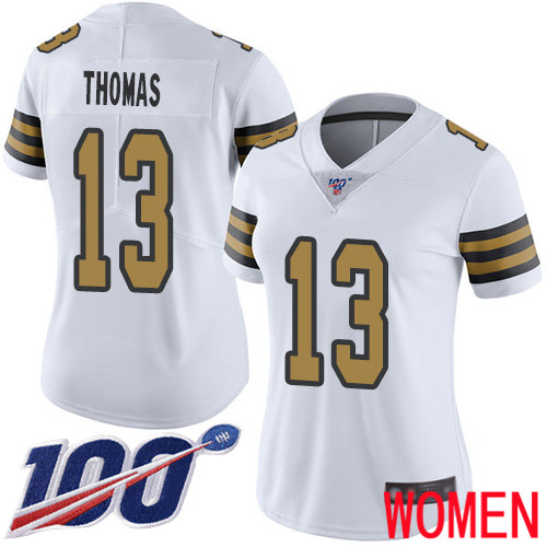 New Orleans Saints Limited White Women Michael Thomas Jersey NFL Football #13 100th Season Rush Vapor Untouchable Jersey